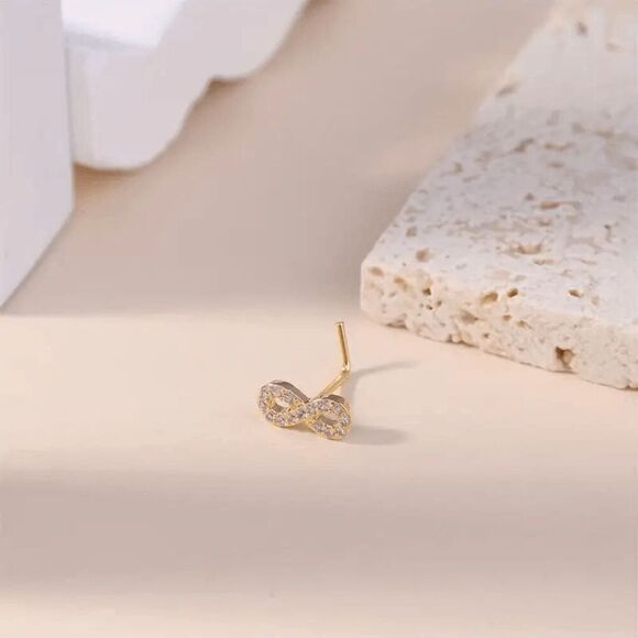 INFINITY DIAMOND NOSE RING - Picture 2 of 4